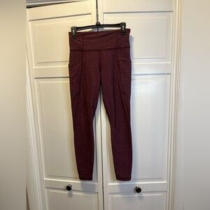 Athleta Salutation Stash Pocket Tight Legging Size Womens Small Color Red/Purple
